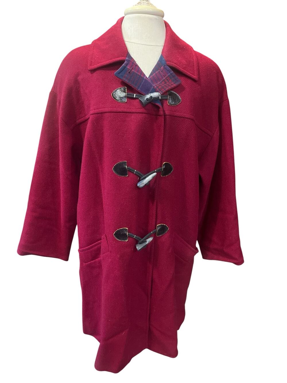 Vtg Pendleton Coat-Women-L-Wool Duffle-Dk Red-Toggle closure-Thinsulate-1093